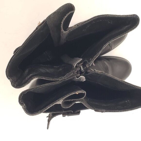 Black Leather Boots Heels Made in Italy Womens size 38 or US 7.5 - Picture 14 of 14